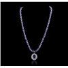 Image 2 : 14KT White Gold 31.96ctw Tanzanite and Diamond Necklace