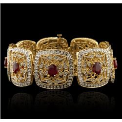 14KT Yellow Gold 10.12ctw Ruby and Diamond Bracelet