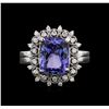 Image 1 : 4.17ct Tanzanite and Diamond Ring - 14KT White Gold