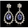 Image 1 : 14KT White Gold 7.22ct Tanzanite and Diamond Earrings