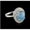 Image 2 : 14KT White Gold 6.45ct Aquamarine and Diamond Ring