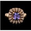 Image 1 : 14KT Rose Gold 1.68ct Tanzanite and Diamond Ring