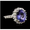 Image 2 : 14KT White Gold 4.22ct Tanzanite and Diamond Ring