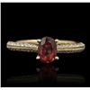 Image 1 : 14KT Yellow Gold 0.85ct Rubellite and Diamond Ring