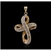 Image 2 : 14KT Yellow Gold 0.35ctw Diamond Cross Pendant With Chain