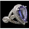 Image 1 : 14KT White Gold 7.40ct GIA Certified Tanzanite and Diamond Ring