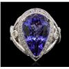 Image 2 : 14KT White Gold 7.40ct GIA Certified Tanzanite and Diamond Ring