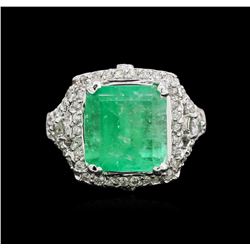 5.87ct Emerald and Diamond Ring - 14KT White Gold