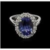 Image 1 : 4.12ct Tanzanite and Diamond Ring - 14KT White Gold