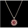 Image 1 : 14KT Yellow Gold 34.26ctw Ruby & Diamond Pendant with Chain