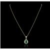 Image 2 : 14KT Yellow Gold 2.58ct Emerald and Diamond Pendant With Chain