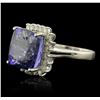 Image 2 : 14KT White Gold 12.95ct GIA Certified Tanzanite and Diamond Ring