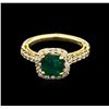 Image 1 : 1.29ct Emerald and Diamond Ring - 14KT Yellow Gold