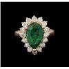 Image 1 : 3.70ct Emerald and Diamond Ring - 14KT Rose Gold