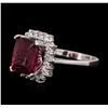 Image 1 : 14KT White Gold 3.20ct Pink Tourmaline and Diamond Ring