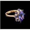 Image 2 : 2.85ct Tanzanite, Blue Sapphire and Diamond Ring - 14KT Rose Gold