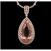 Image 2 : 14KT Rose Gold GIA Certified 42.02ct Morganite and Diamond Pendant With Chain