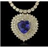 Image 1 : 14KT Yellow Gold 13.62ct Tanzanite and Diamond Necklace