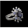 Image 2 : 14KT White Gold 3.49ct Sapphire, Tanzanite and Diamond Ring