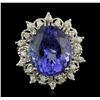 Image 1 : 14KT White Gold 11.08ct GIA Certified Tanzanite and Diamond Ring