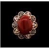 Image 1 : 5.08ct Coral and Diamond Ring - 14KT Rose Gold
