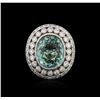 Image 1 : 18KT White Gold GIA Certified 12.44ct Tourmaline and Diamond Ring
