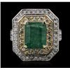 Image 1 : 14KT White Gold 3.75ct Emerald and Diamond Ring