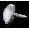 Image 2 : 18KT White Gold 21.49ct Opal, Sapphire and Diamond Ring