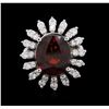 Image 1 : 14KT White Gold 5.66ct Garnet and Diamond Ring