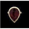 Image 1 : 15.99ct Ruby and Diamond Ring - 14KT Yellow Gold