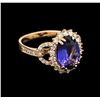 Image 2 : 2.92ct Tanzanite and Diamond Ring - 14KT Rose Gold