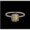 Image 1 : 1.13ctw Fancy Yellow Diamond Ring - 14KT Two-Tone Gold