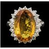 Image 1 : 14KT White Gold 6.72ct Yellow Sapphire and Diamond Ring