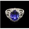 Image 1 : 3.52ct Tanzanite and Diamond Ring - 14KT White Gold