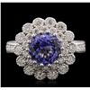 Image 1 : 14KT White Gold 2.27ct Tanzanite and Diamond Ring