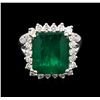 Image 1 : 11.15ct Emerald and Diamond Ring - 18KT White Gold