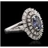 Image 2 : 14KT White Gold 1.78ct Tanzanite and Diamond Ring