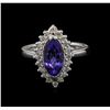 Image 1 : 2.30ct Tanzanite and Diamond Ring - 14KT White Gold