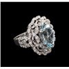 Image 2 : 4.70ct Aquamarine and Diamond Ring - 18KT White Gold
