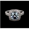 Image 1 : 2.05ct Aquamarine and Diamond Ring- 14KT White Gold