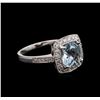 Image 2 : 2.05ct Aquamarine and Diamond Ring- 14KT White Gold