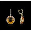 Image 2 : 14KT Yellow Gold 28.54ctw Citrine and Diamond Earrings
