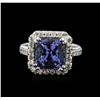 Image 1 : 14KT White Gold 4.25ct Tanzanite and Diamond Ring