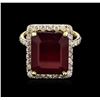 Image 1 : 13.55ct Ruby and Diamond Ring - 14KT Yellow Gold