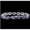 Image 2 : 14KT White Gold 20.83ctw Tanzanite and Diamond Bracelet