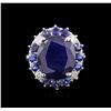 Image 2 : 14KT White Gold 15.52ctw Sapphire and Diamond Ring