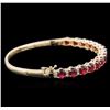 Image 2 : 14KT Yellow Gold 7.95ctw Rubies and Diamond Bangle Bracelet