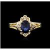 Image 1 : 14KT Yellow Gold 0.90ct Sapphire and Diamond Ring
