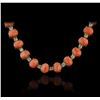 Image 1 : 14KT Yellow Gold 40.42ctw Pink Coral and Diamond Necklace