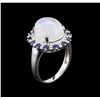 Image 3 : 14KT White Gold 6.34ct Blue Moonstone and Blue Sapphire Ring
